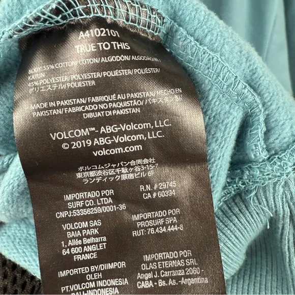 Vintage Volcom‎ Stone Company Mens Y2K Hoodie Size L Blue Preppy 90s Skater - Picture 11 of 16